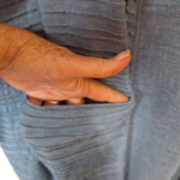 LuLaRoe Open Front Long Cardigan‎ Duster Womens XL Blue Textured Pockets Comfort - Picture 3 of 8